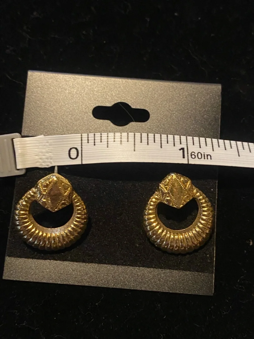 GOLD VINTAGE knocker style hoops(gold tone) - Picture 4 of 8
